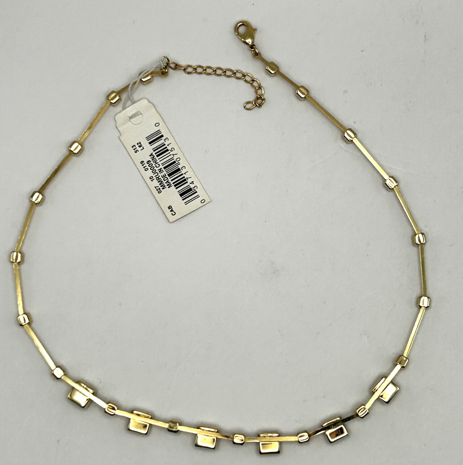 Vintage Marvella Square Glass Rhinestone Necklace with Original Tags