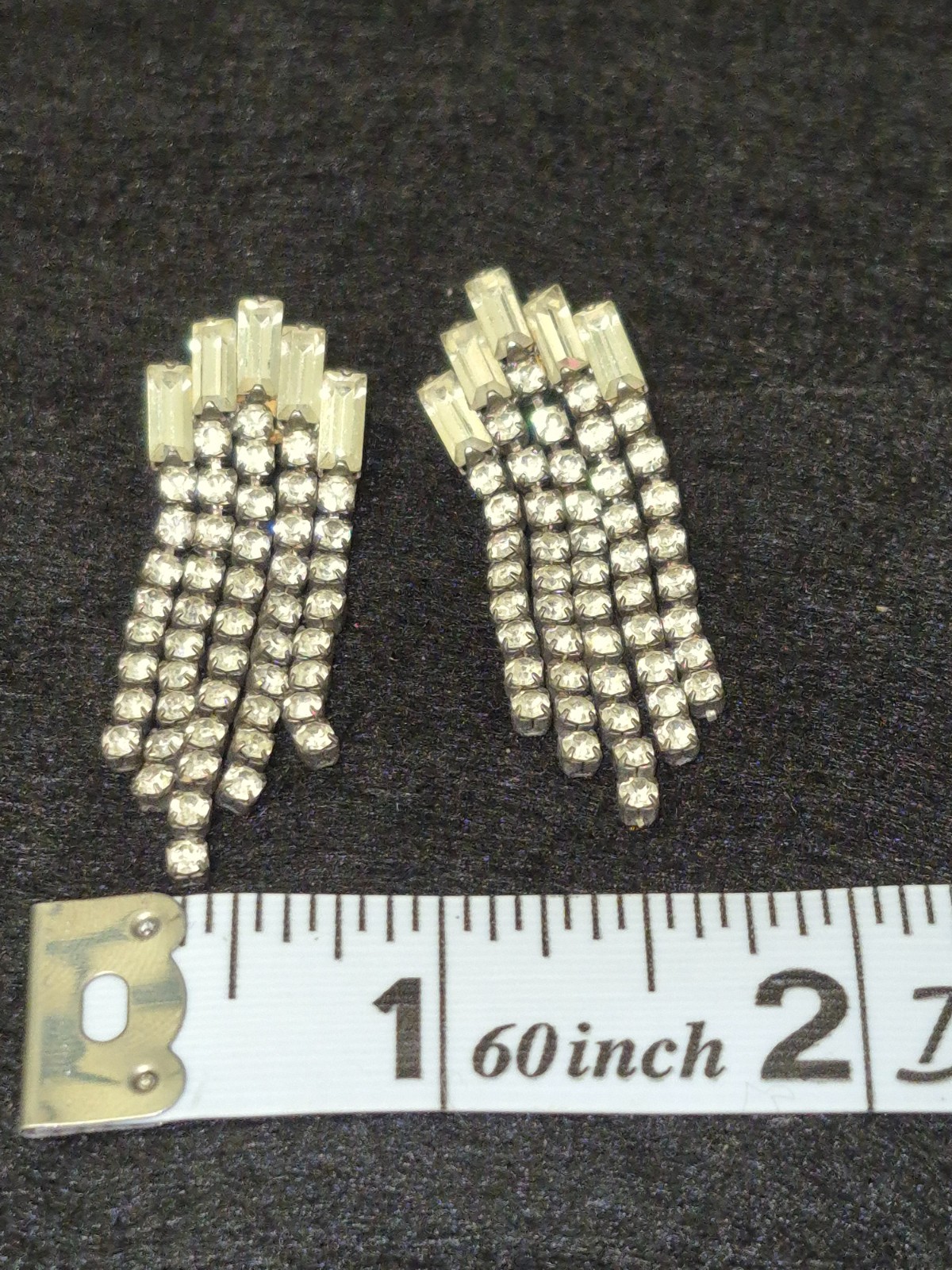 1950’s 1960s Vintage Rhinstone Earrings Art Deco-Nouveau post back