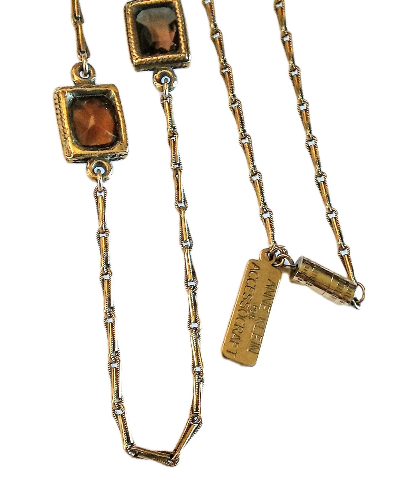 Anne Klein For Accessorcraft Gold Tone With Amber Links Necklace Vintage