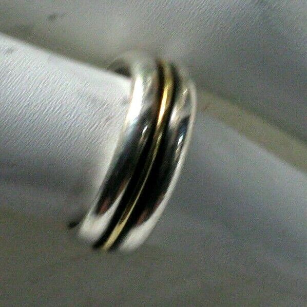 Modernist Mid-Century STERLING & 18KT Gold RING Size 5-3/4