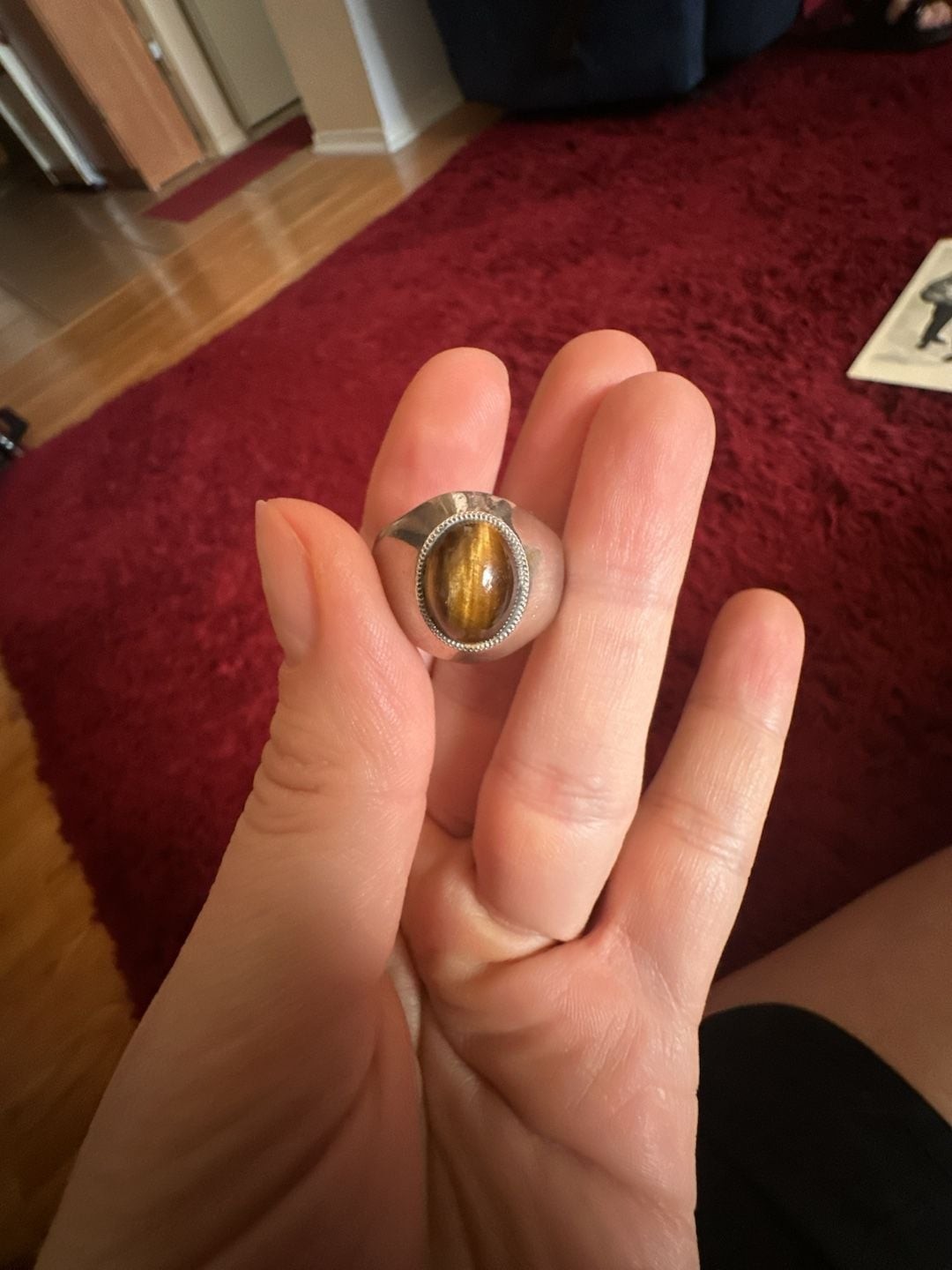 Vintage Sterling Silver Tiger’s Eye Oval Cabochon Signet Ring