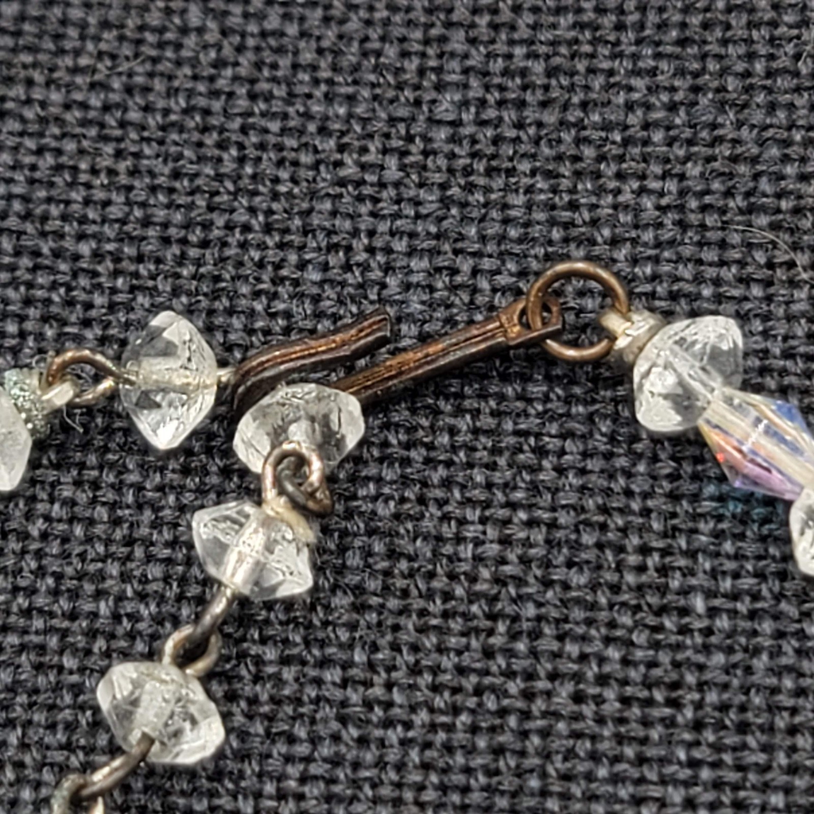 Vintage Aurora Borealis AB Bead Necklace Estate Costume Jewelry 15″