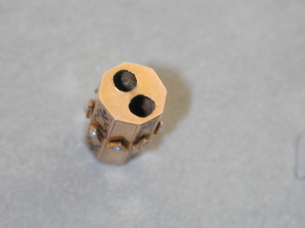 Incredible HUGE 14k Black Enamel Seed Pearl Slide Charm Octagon