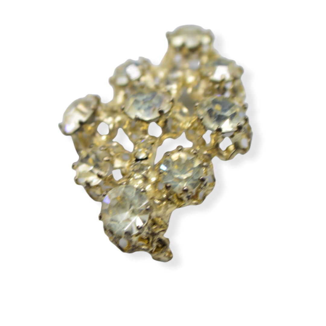 Austrian Clear Glass Rhinestone Art Deco Style Silver Tone Vintage Brooch