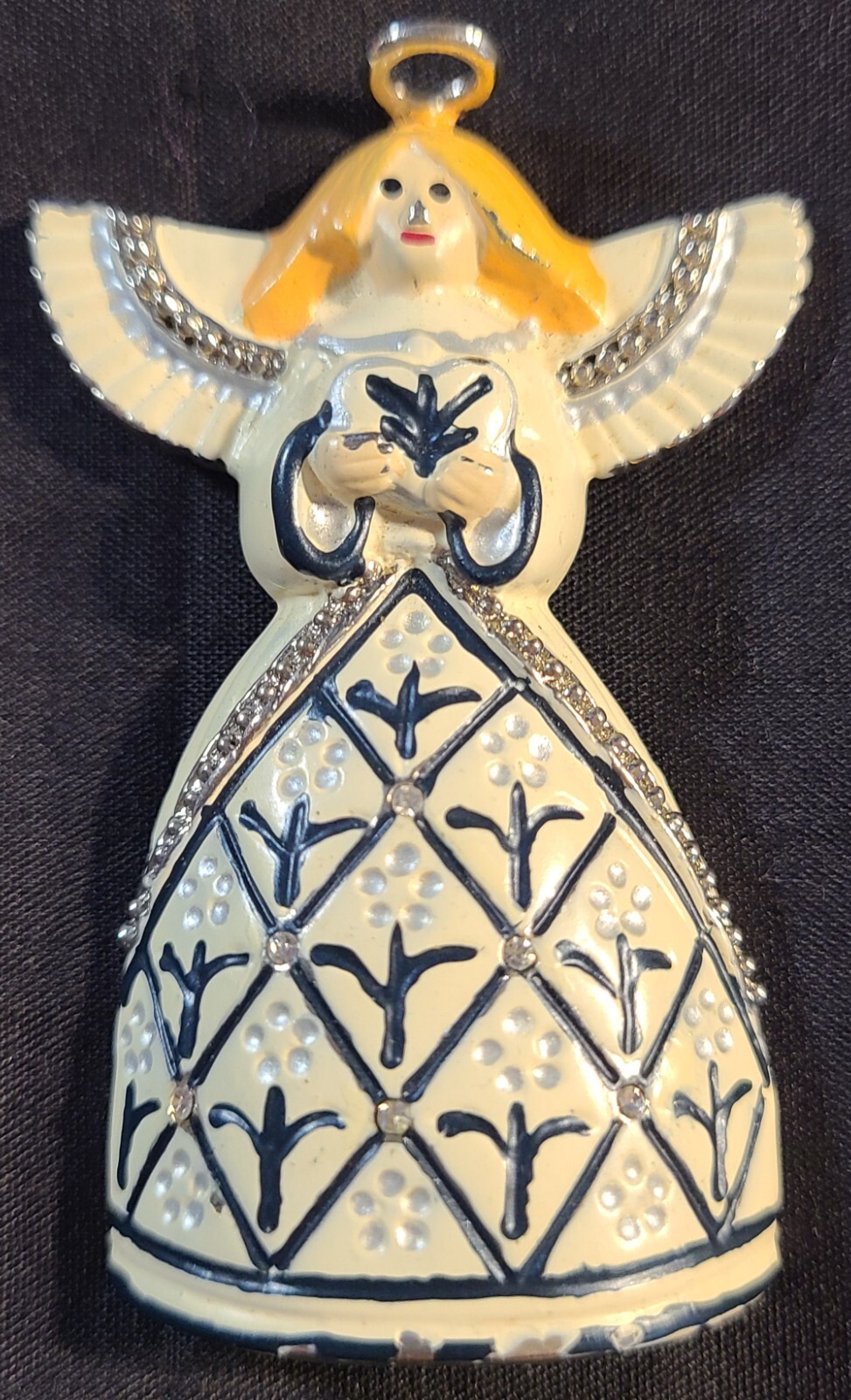 VINTAGE STUNNING ENAMEL GUARDIAN ANGEL SIGNED JS PIN BROOCH