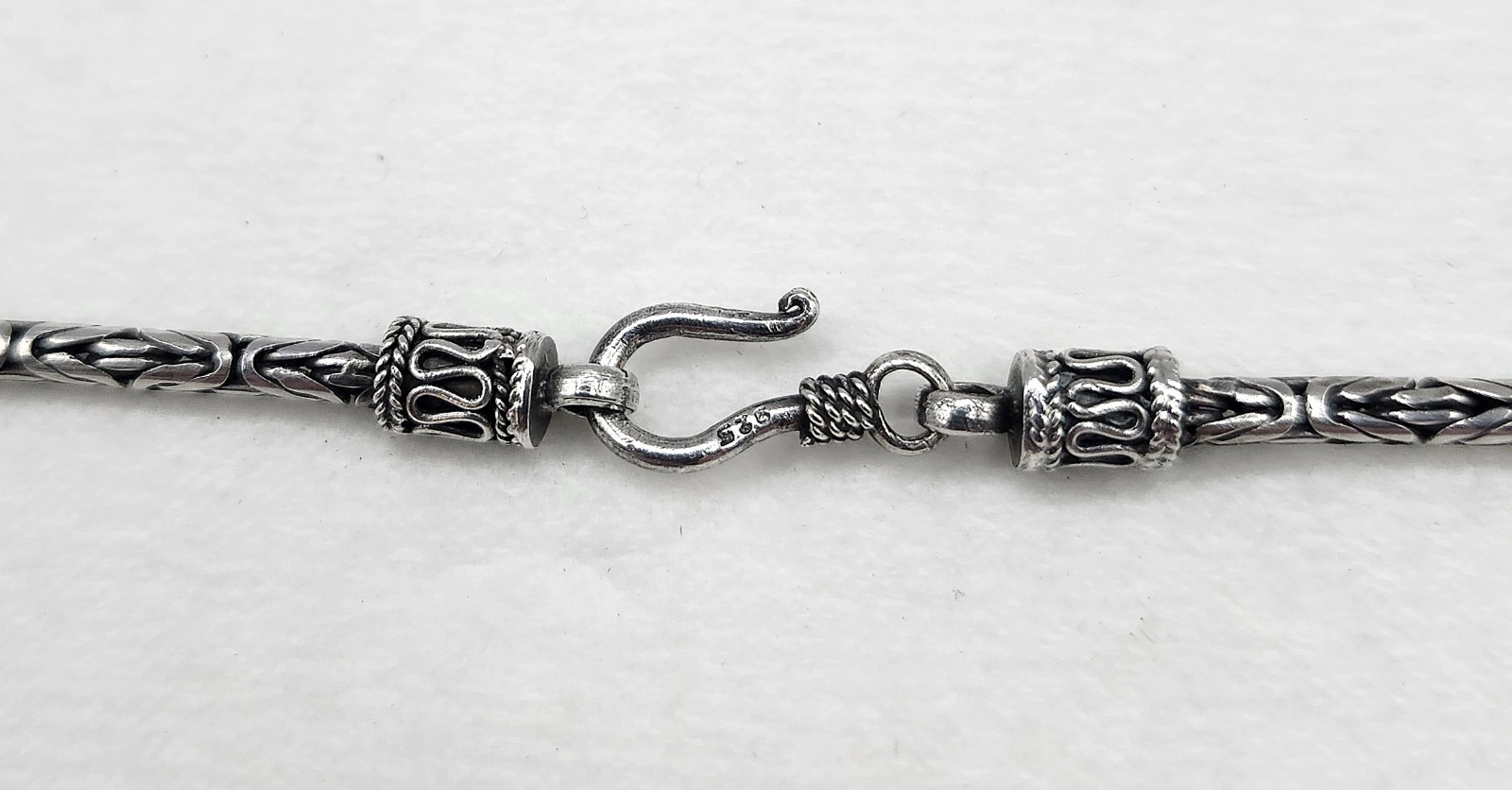 Vintage 925 Sterling Silver Round Bali Byzantine Chain Necklace 19 3/4″ Long 24g