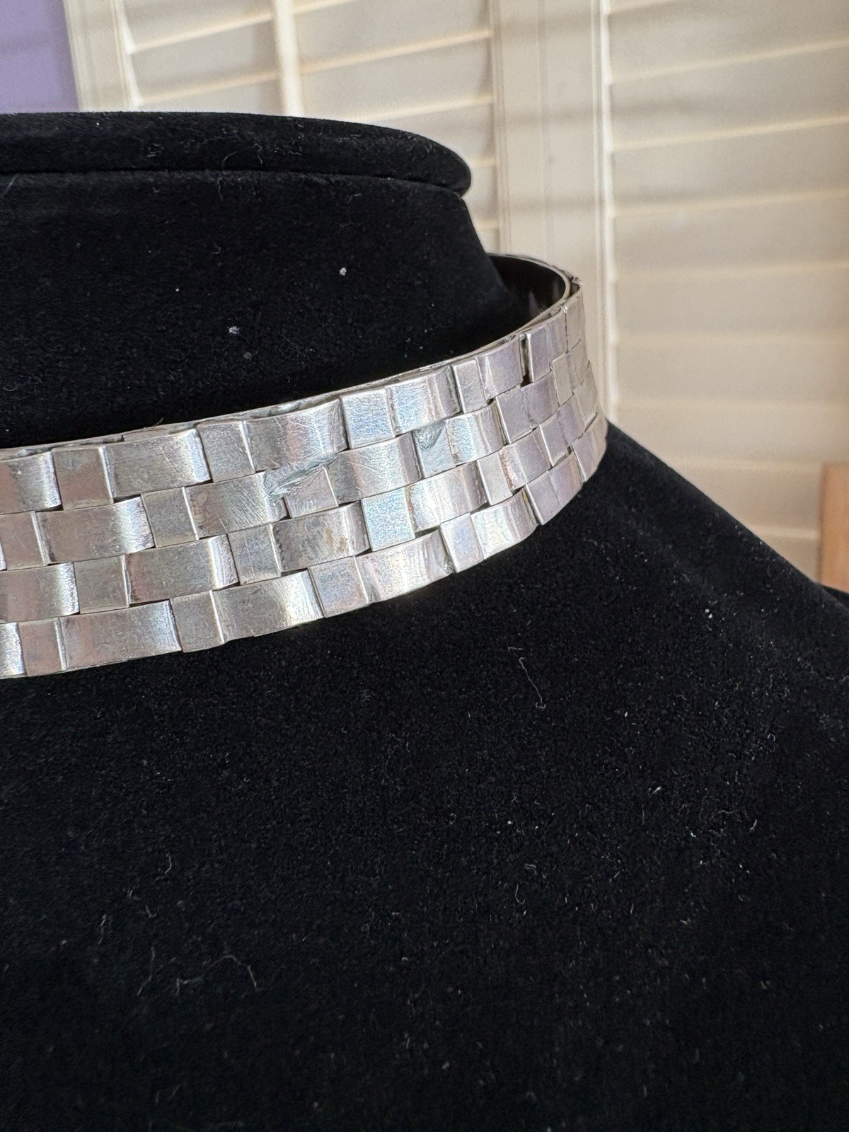 VTG Celia Sebiri Sterling Silver 15″ Necklace Heavy Woven Collar Choker 64 Grams
