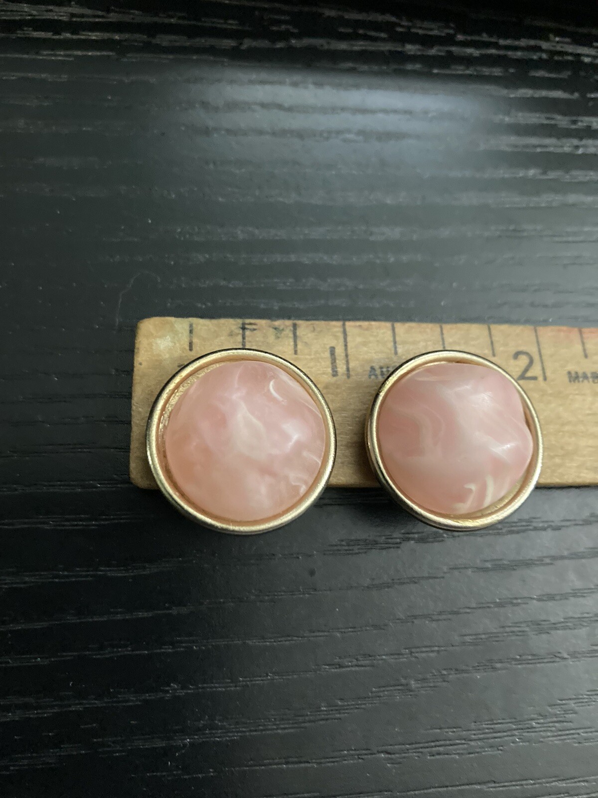 Vintage LISNER Gold Tone Lucite? Pink Opal Beads? Clip-on Earrings, Very Light