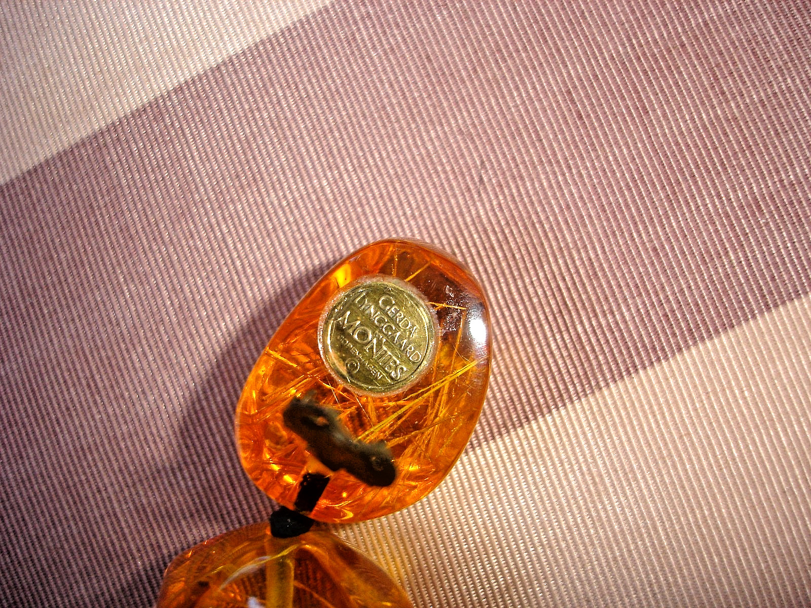 Vintage RARE Gerda Lynggaard Monies HUGE 4 Inch Amber Resin Dangly Clip Earrings