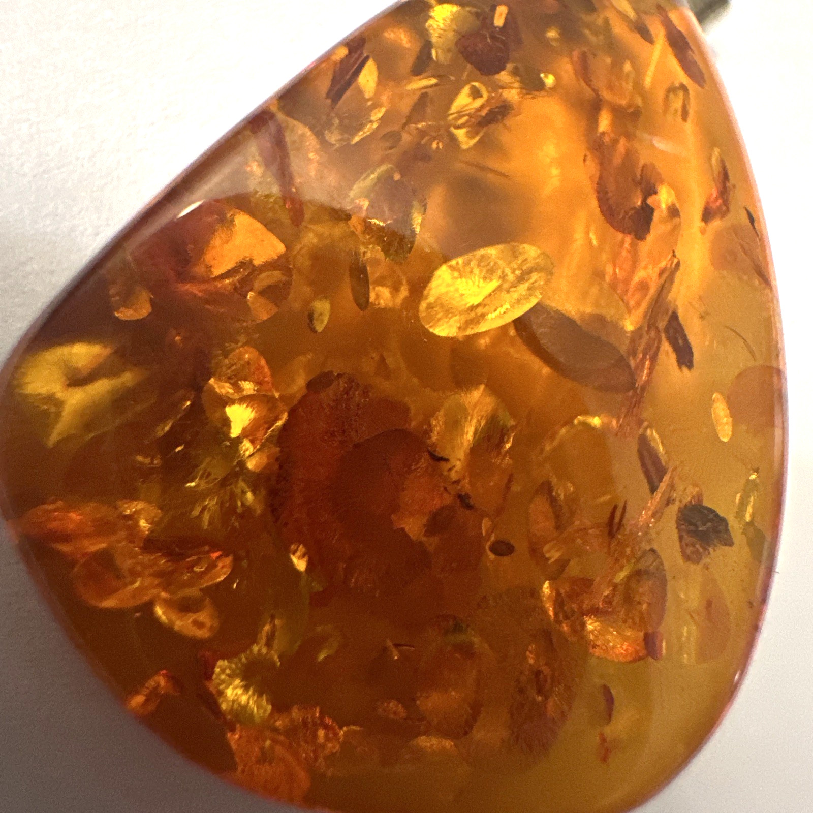 Vintage Baltic Amber Pendant Teardrop 2 x 1″ Sterling Silver Bail Marked FF 925