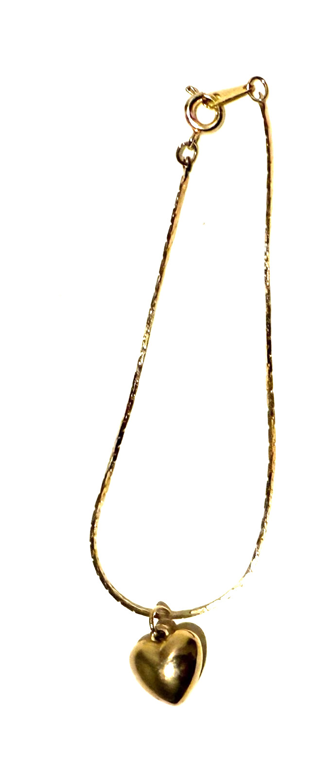 Bracelet Gold Tone Cobra Chain with Puffy Heart Korea Valentines Day