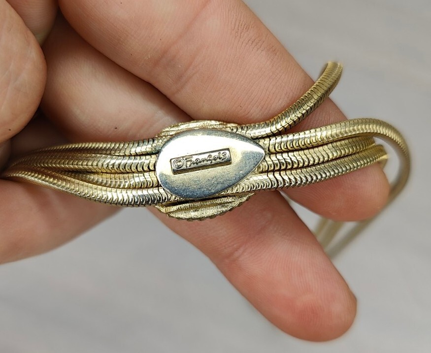 Signed Francois Necklace Pendant Gold Tone Finish 15″ Two Strand Vintage PB