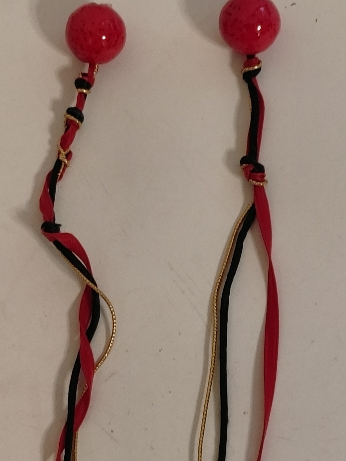 Vintage Y2K Red Enamel Poppy Necklace Ribbon Tie Back Wearable Artsy Statement