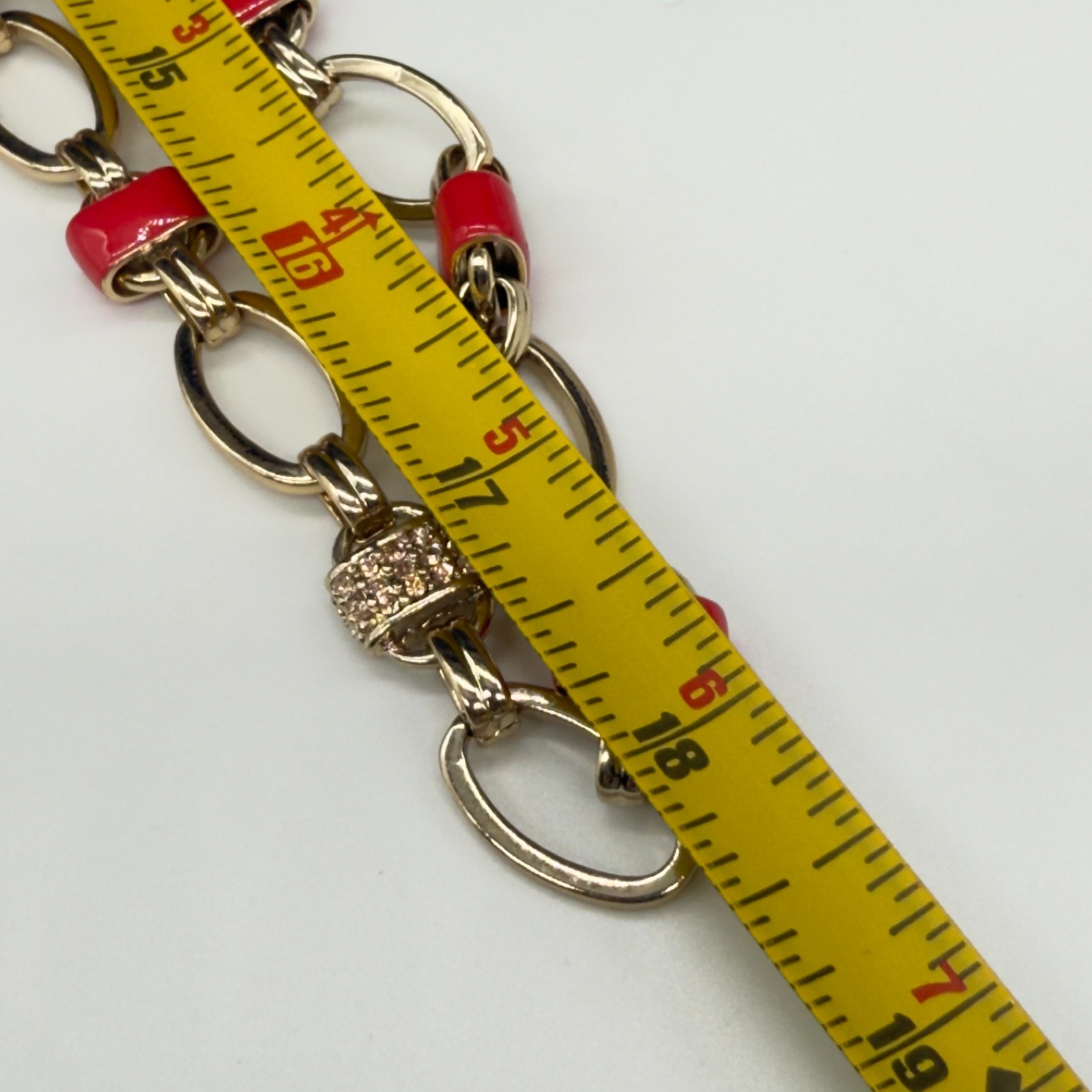 Vintage Coldwater Creek Necklace Gold and Red Enamel Chain