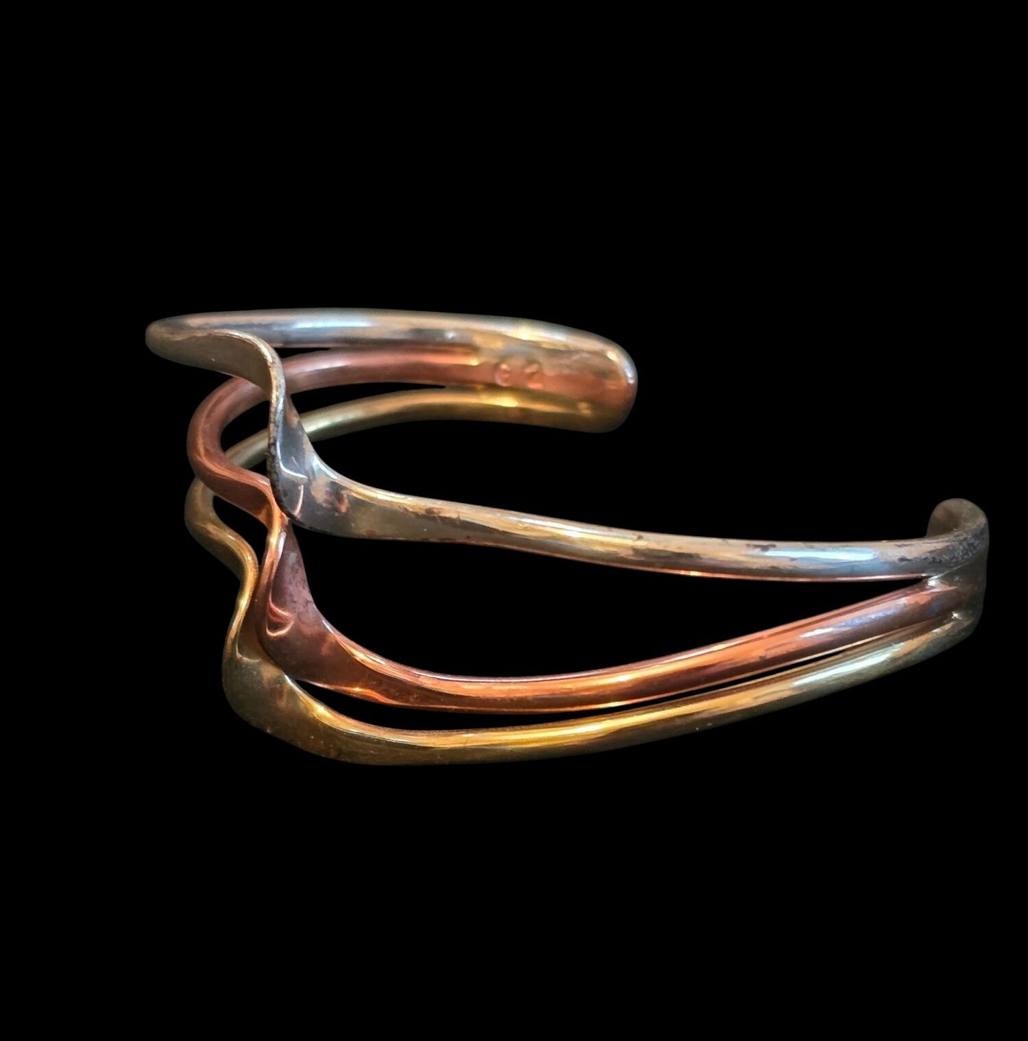Sausalito Craftworks Tri Color Brass Copper Silver Twist Cuff Bracelet