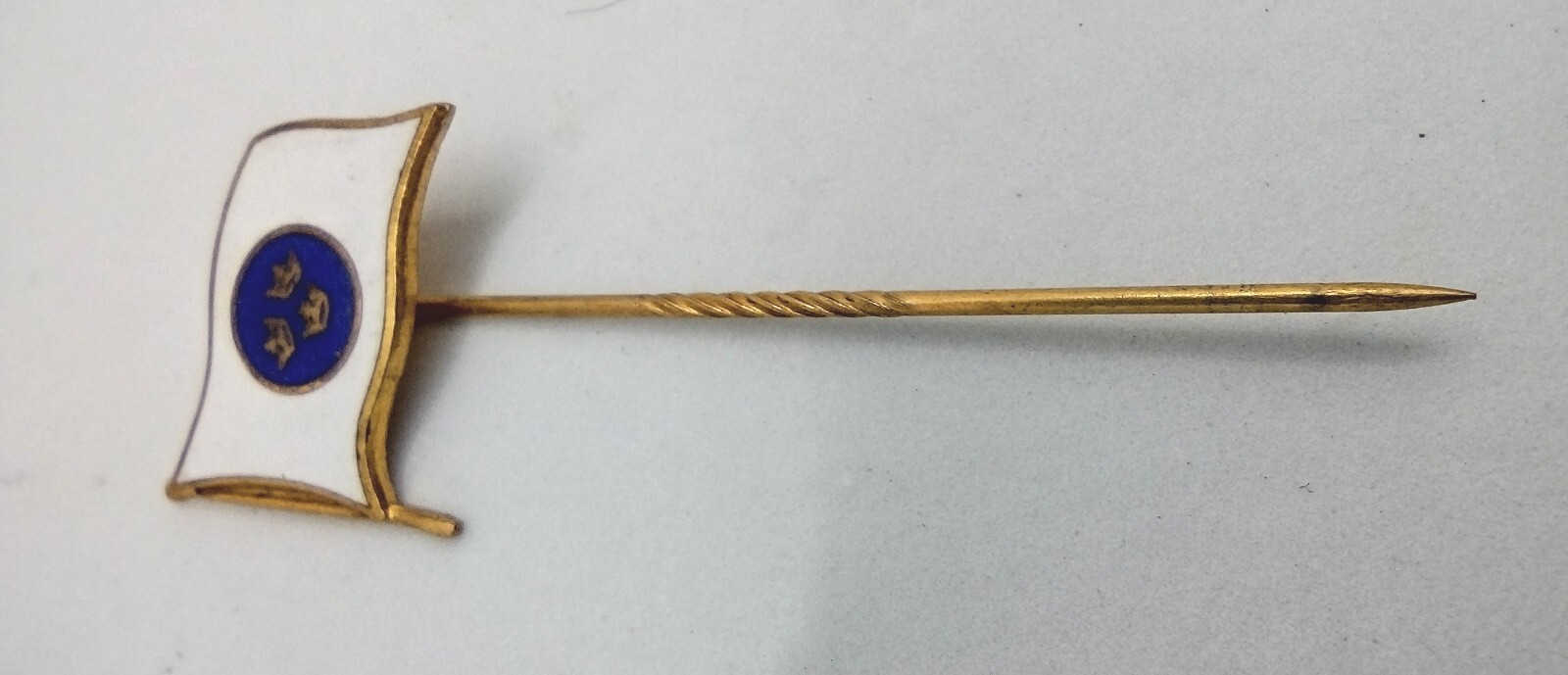Vintage 1930s -1950s Swedish American Line Lapel Pin White Blue Enamel Estate