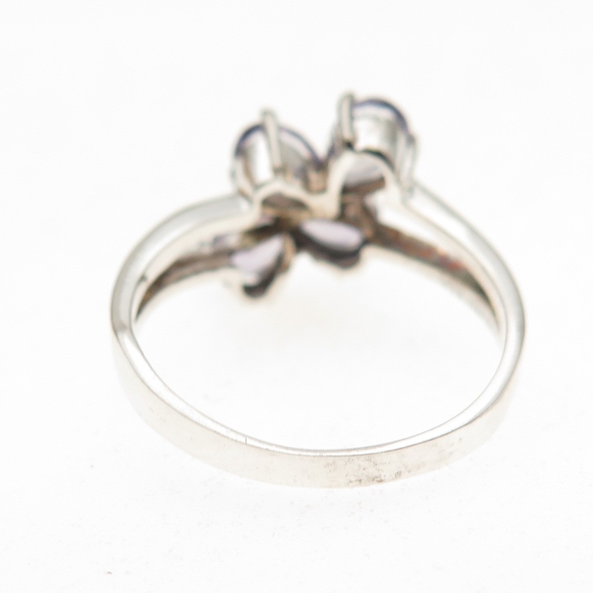 925 Sterling Silver Vintage Real Pear-Cut Iolite Cluster Ring Size 8.25