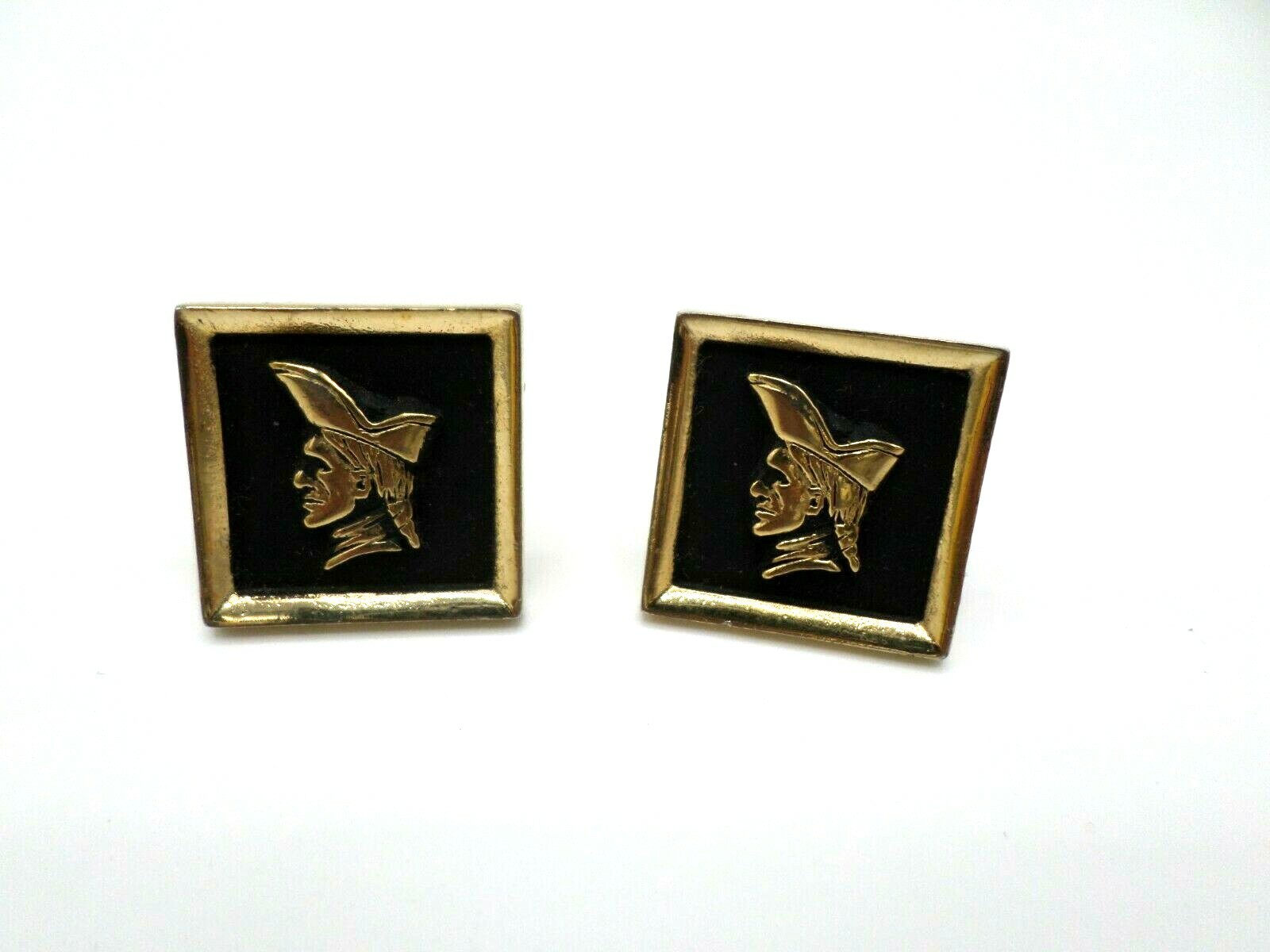 Paul Revere Gold Tone Cuff Links Square Black Background Matte