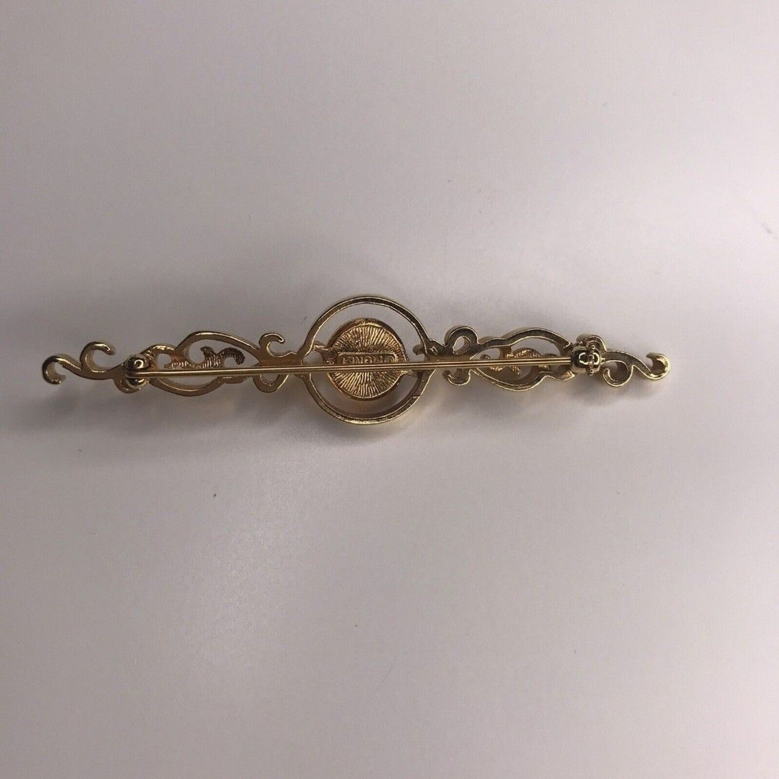 Vintage Monet Jewelry Brooch Pin Signed Gold Tone Faux Pearl