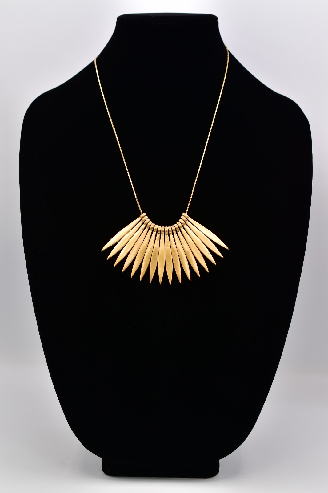Madewell Gold Spike Statement Necklace Minimalist Fringe Bib Collar Modern BinK