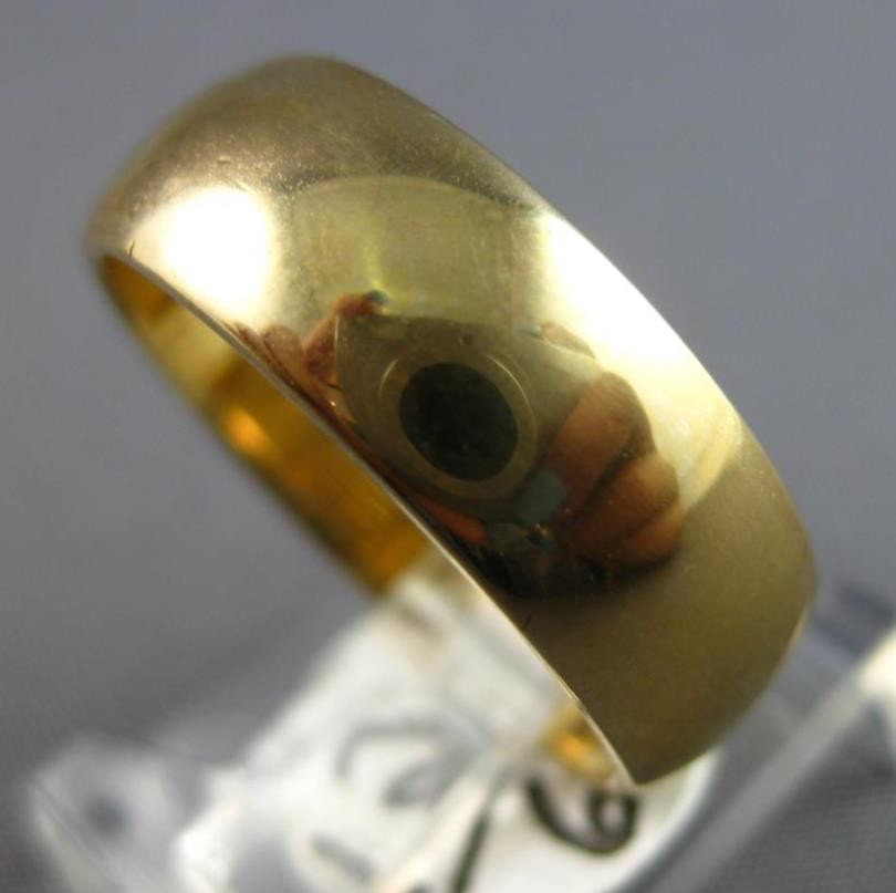 ESTATE 14KT YELLOW GOLD 3D CLASSIC SOLID PLAIN 6.5MM WEDDING ANNIVERSARY RING