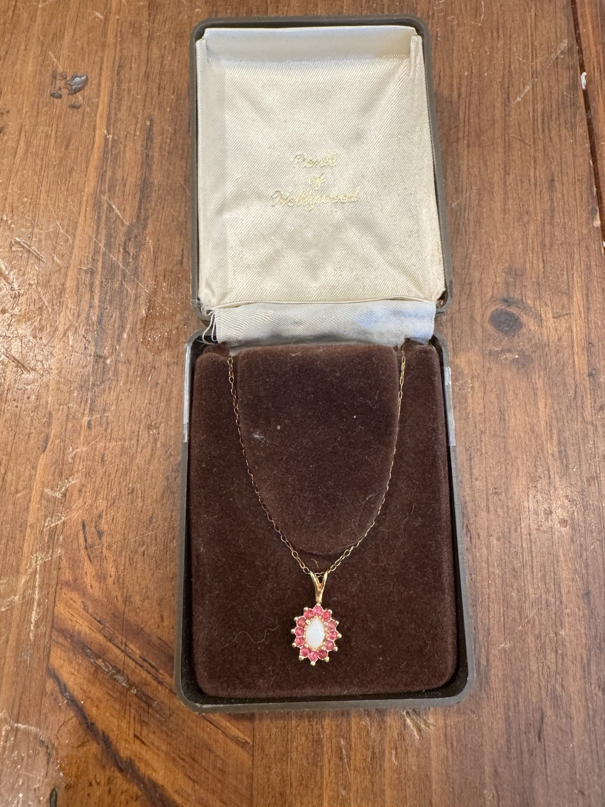 Vtg Ronte Of Hollywood Genuine Ruby Sapphire and Opal Gold Necklace