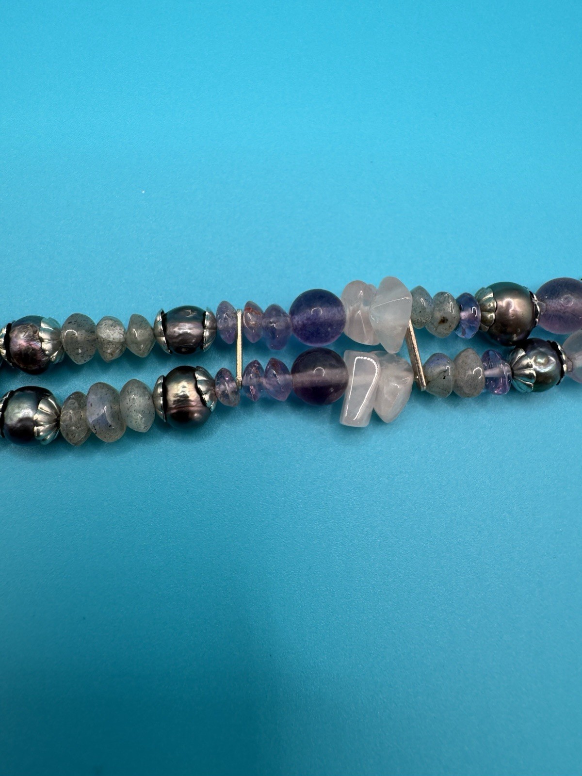 Artisan Made Signed Double Strand Pearl Bali Beads & Toggle Clasp Bracelet