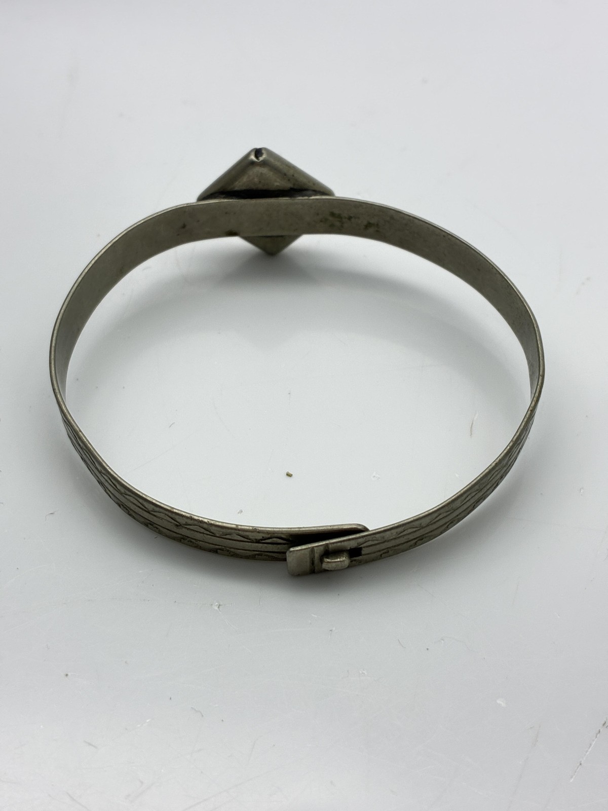 Vintage Bracelets Lot of 2 Silver Tone Floral Cuff and Abalone Shell Bangle