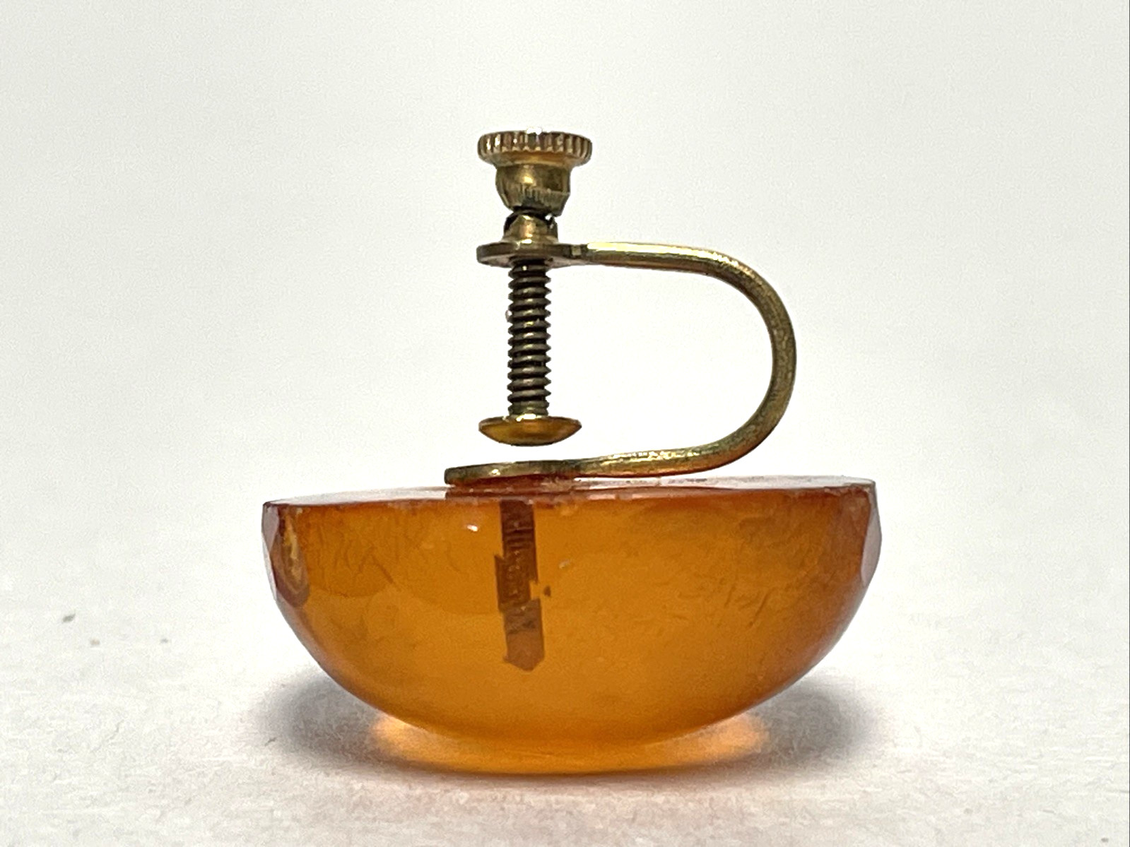 Vintage Signed Gold Filled Baltic Amber Screw Back Earrings Honey Brown 5.23g