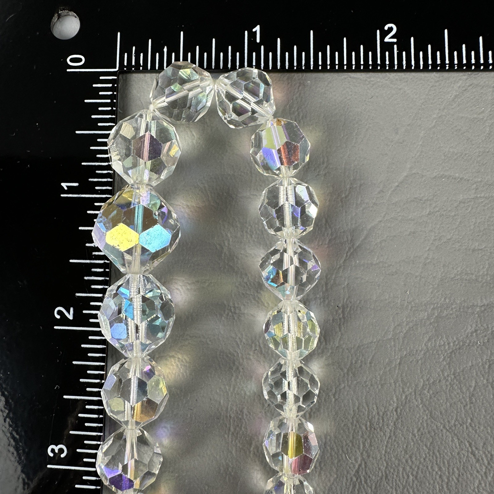 Vintage Aurora Borealis Crystal Bead Necklace Faceted Graduated 24 Inch