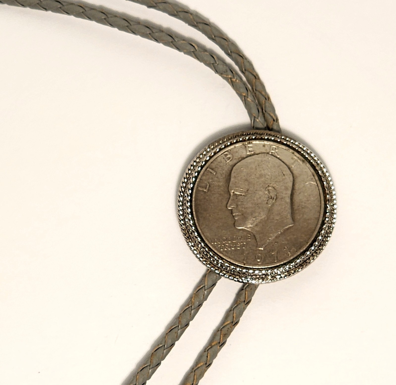 Vintage Bolo Tie 1971 Eisenhower Liberty $1 Dollar Coin