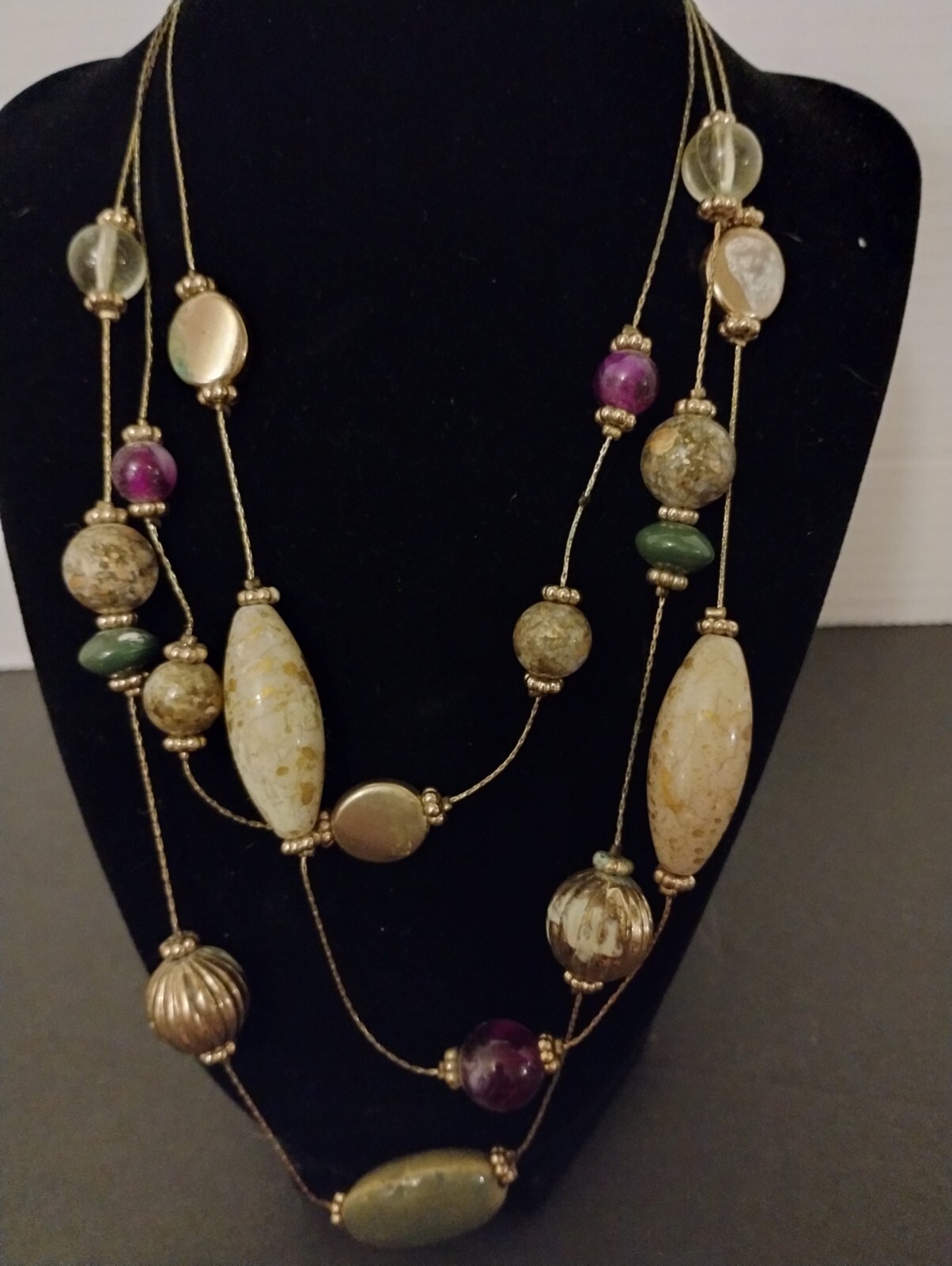 Vintage necklace,Three Layer Necklace Beautiful In Mint Condition.