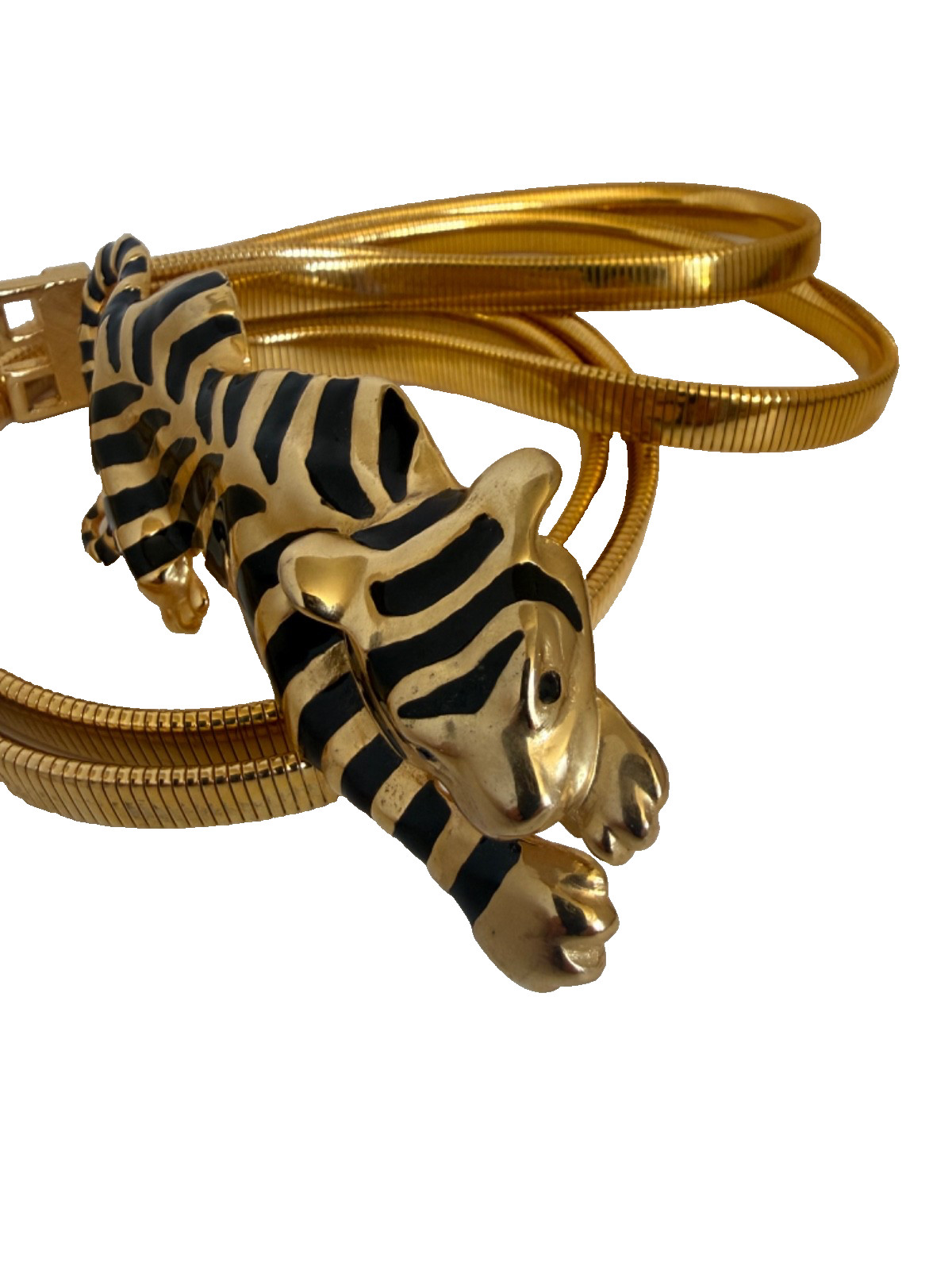 Fabulous vintage Designer Gay Boyer Gold tone Panther Buckle Signed RARE