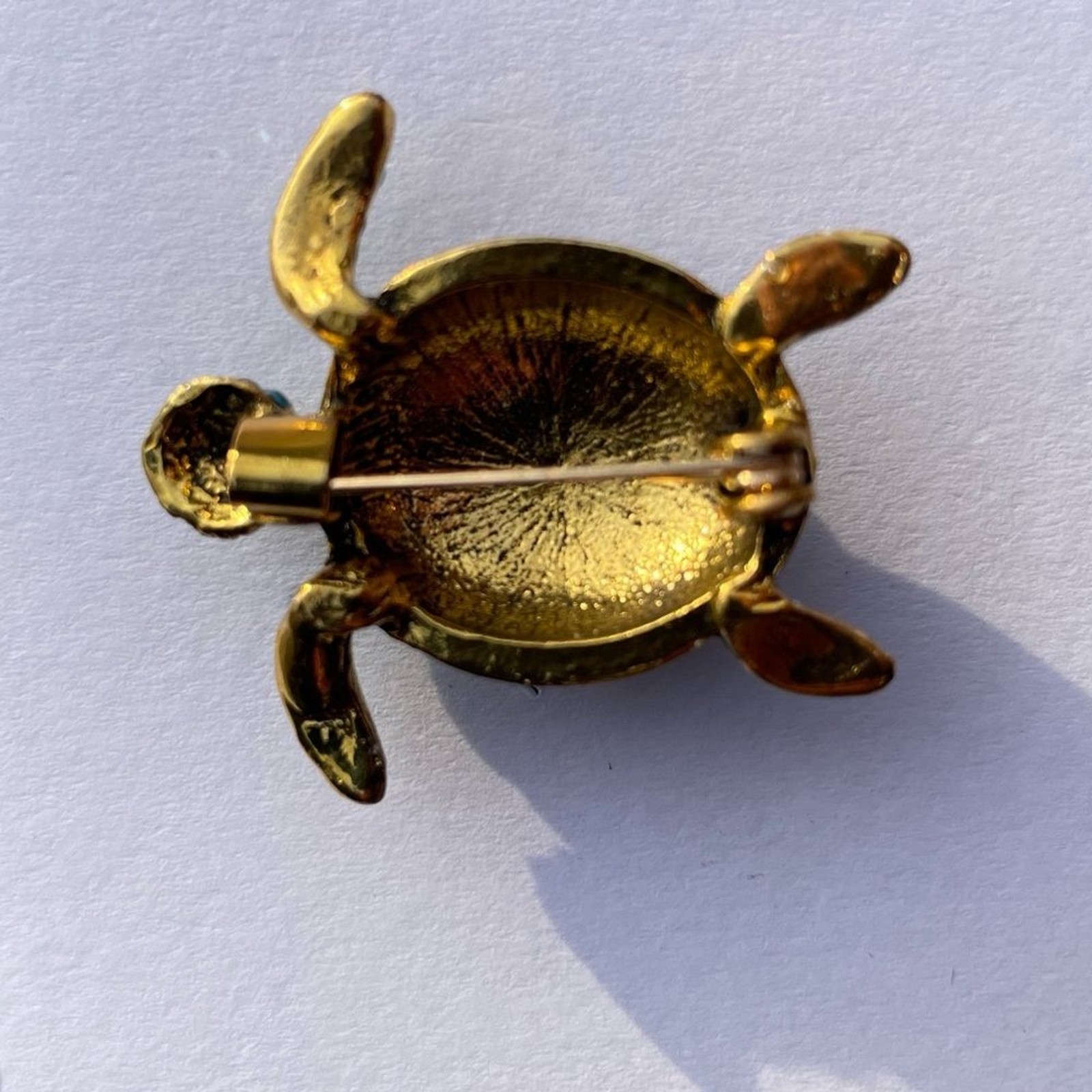 Blue and Gold Turtle Brooch Pin beach vacation boho jewelry gift