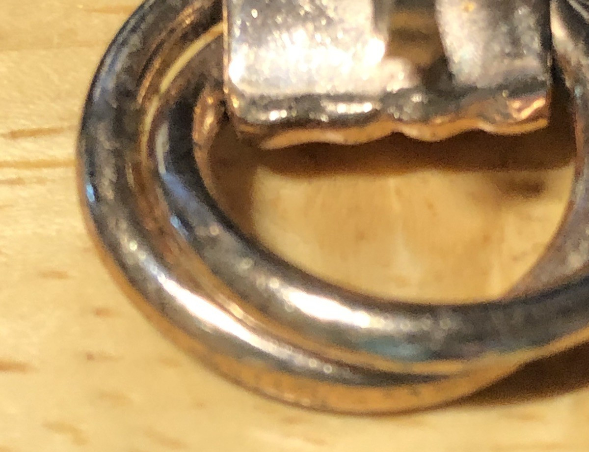 VTG. MEXICO SILVER DAINTY DOOR KNOCKER SCREWBACK EARRINGS ROSE GOLD COLOR .75″