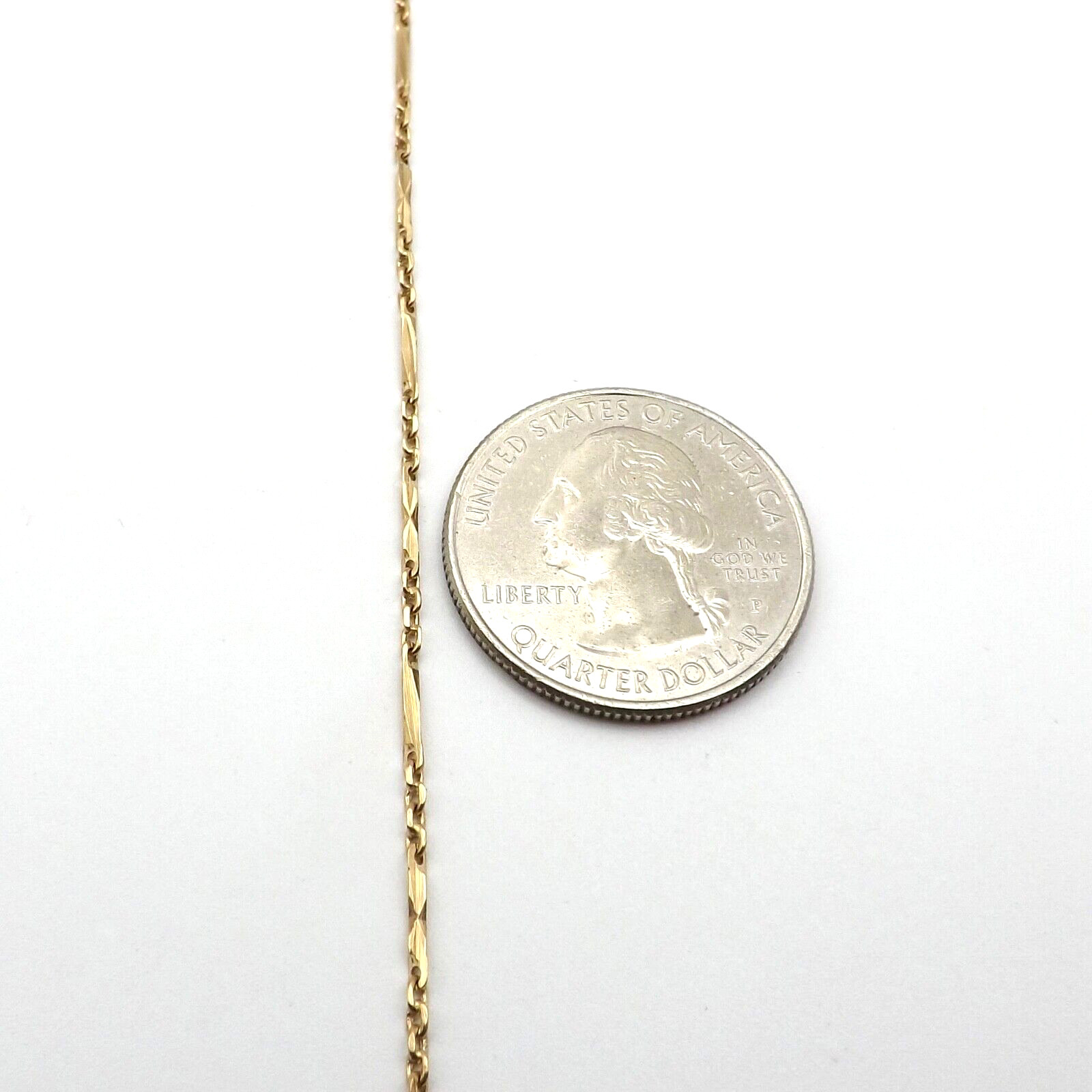Art Deco Solid 10k Yellow Gold Cable Bar Link Chain Necklace 16in