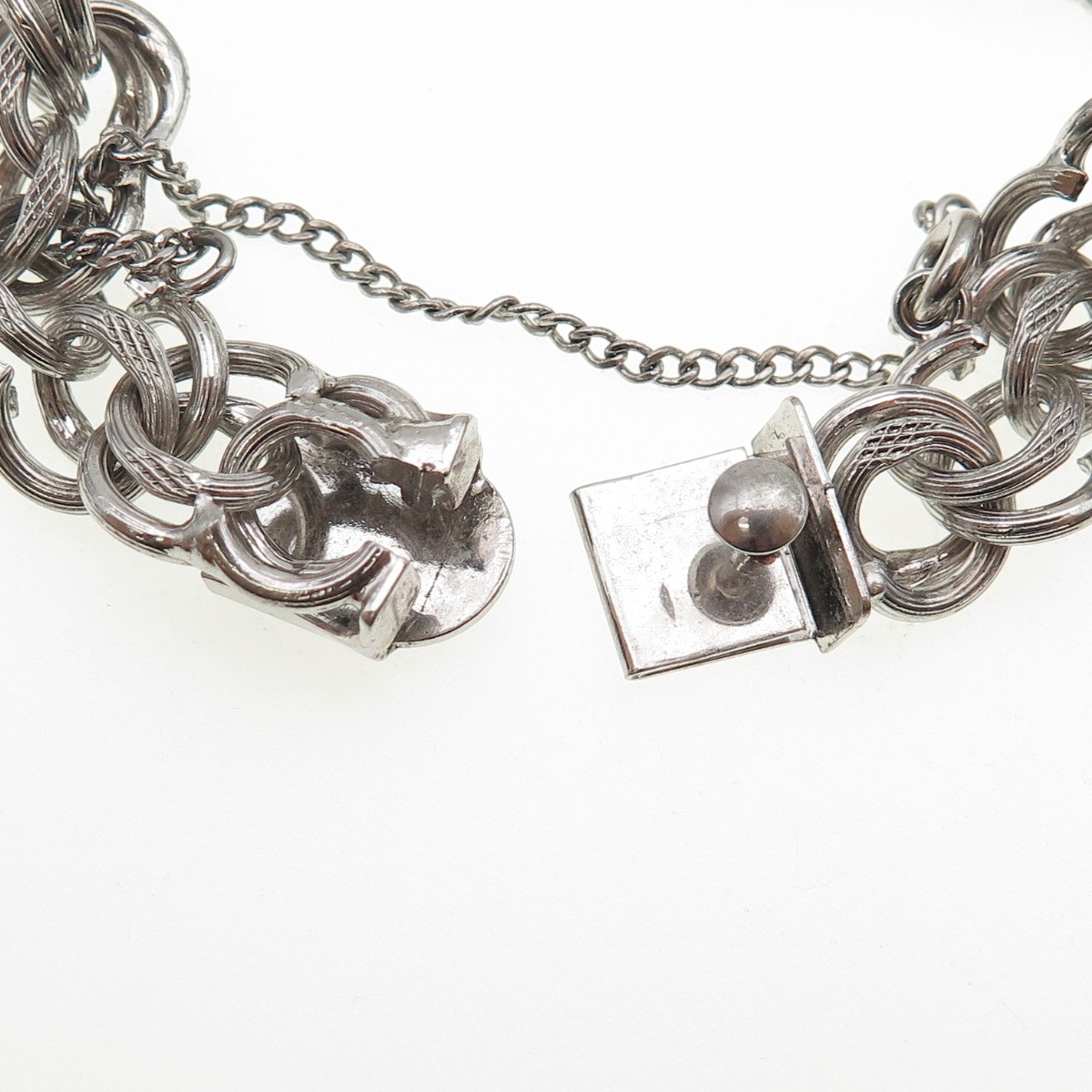 A&Z HAYWARD 925 Sterling Silver Antique Art Deco Double Rolo Link Bracelet 7″