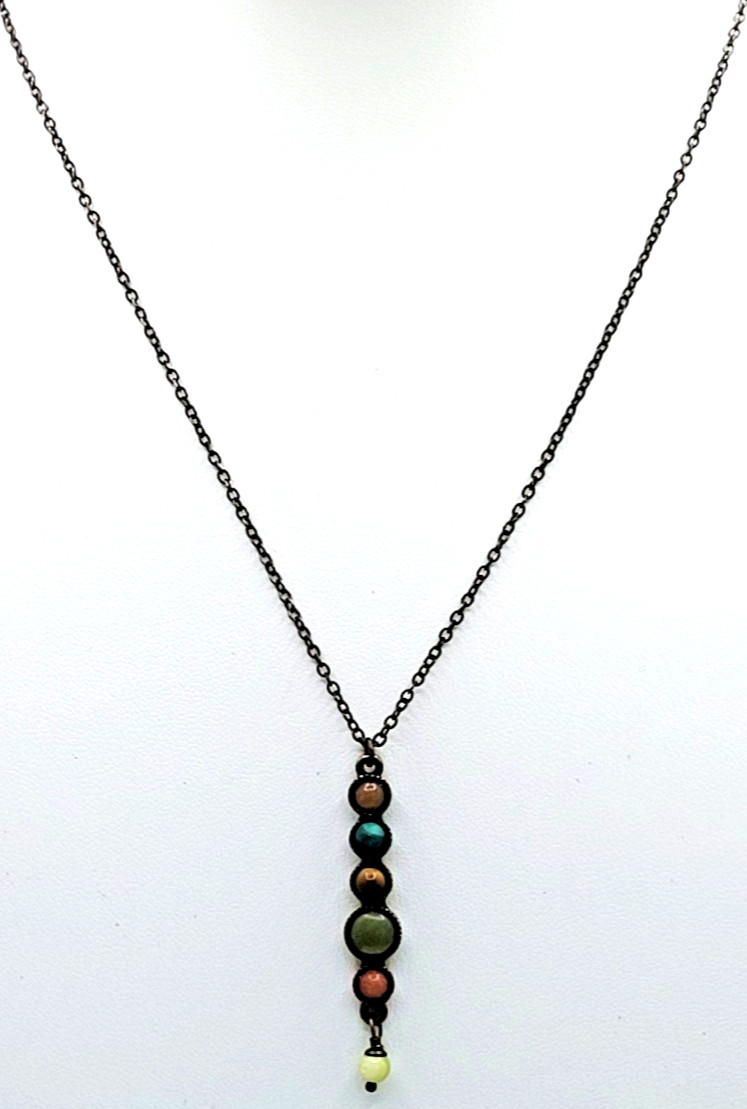 Vintage Lia Sophia “Wisp” Multi Stone Drop Pendant Necklace 16″