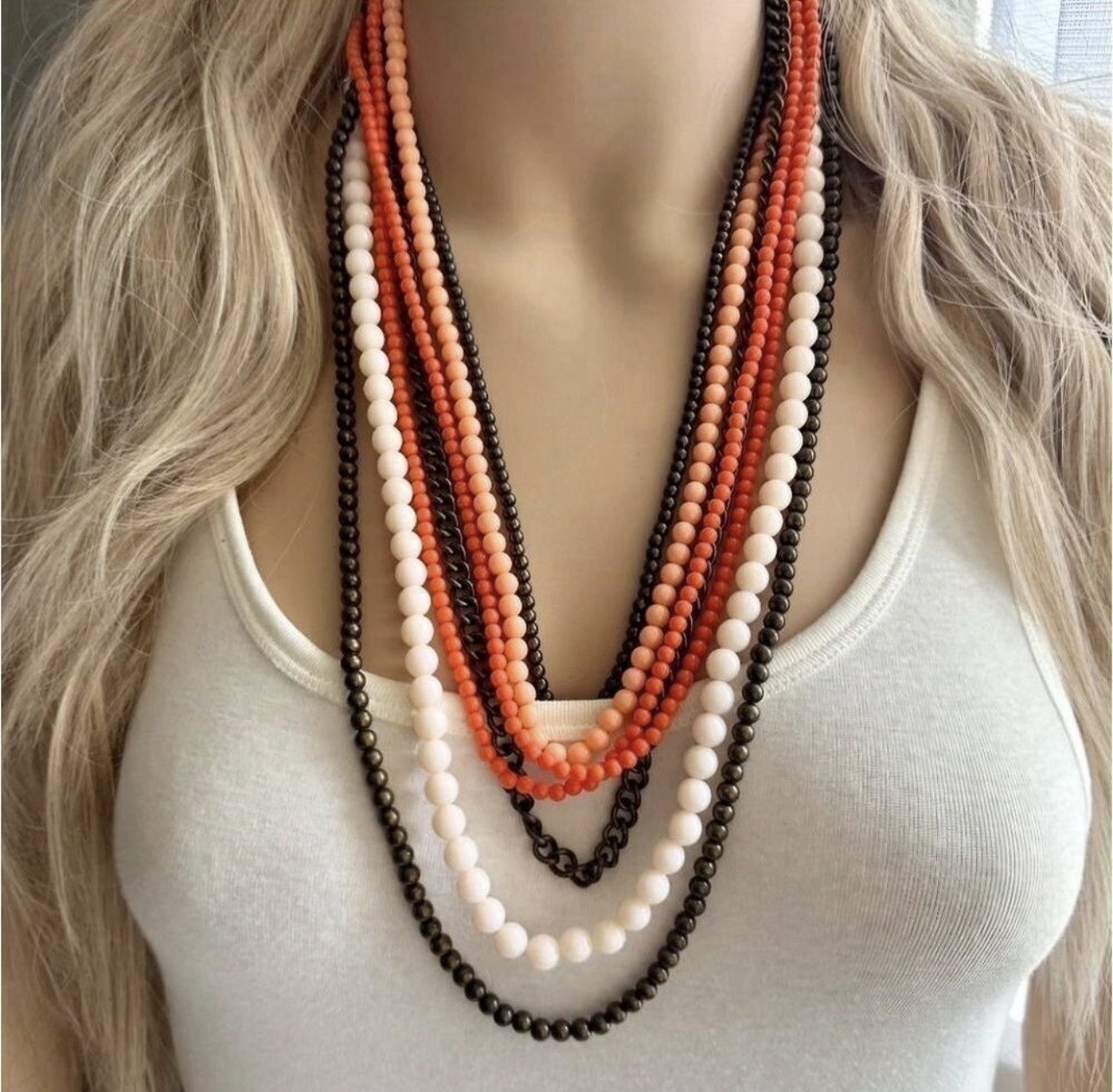 Vintage Premier Designs Seven Strands Layered Necklace Elegant Classic Summer