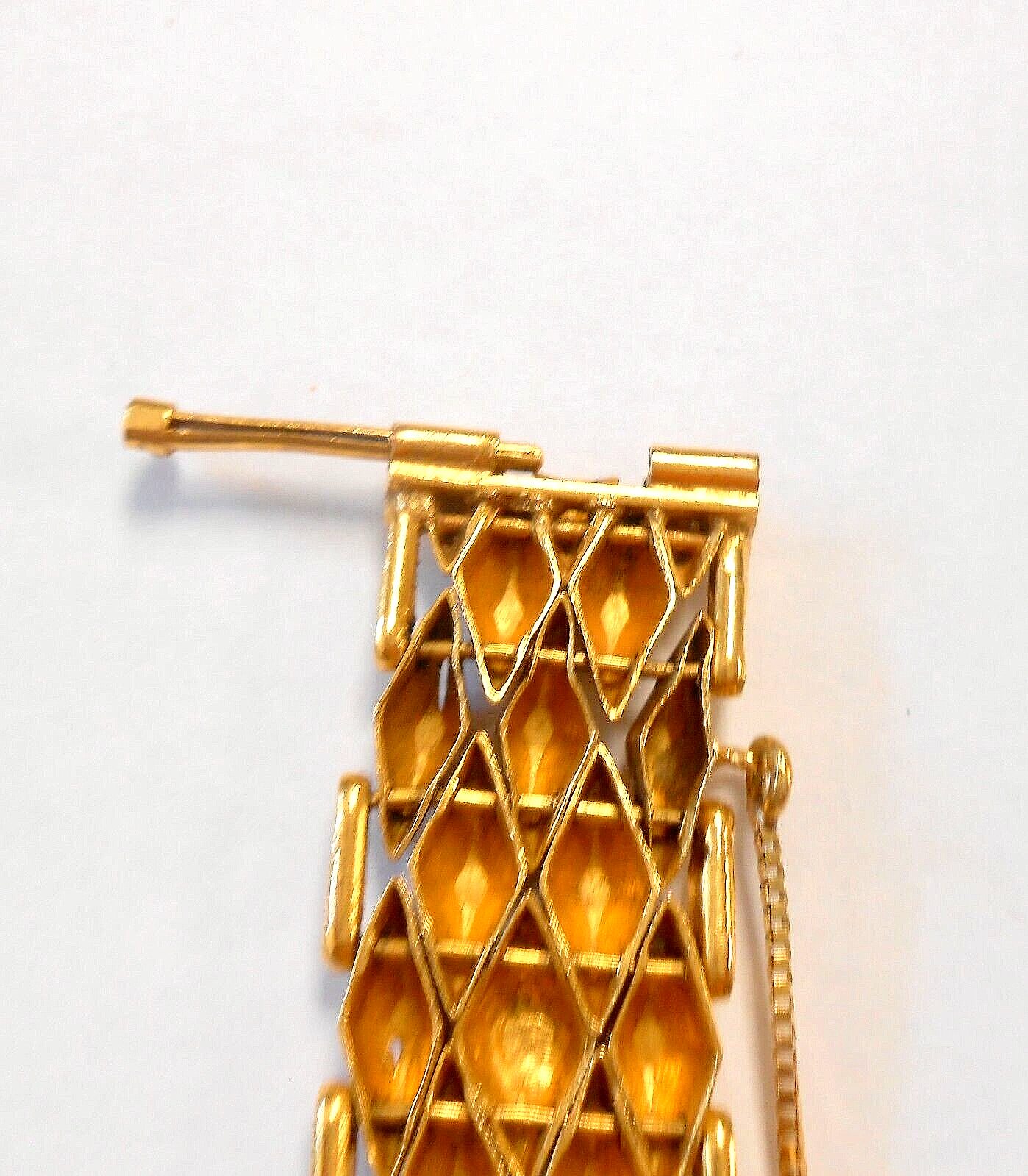 Fabulous Vintage Hand Made 18K Solid Yellow Gold Wide Link Bracelet 7 3/4 x 5/8