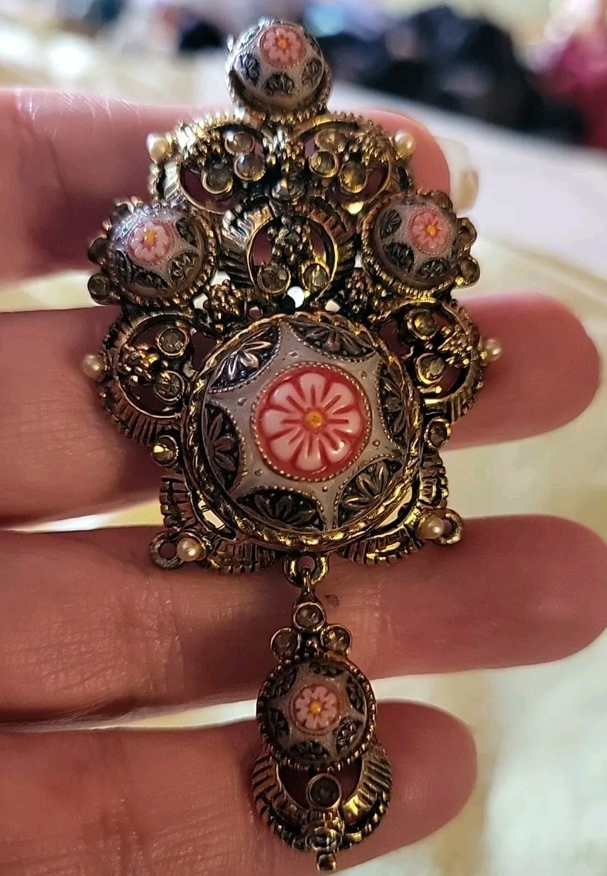 JULIANA DeLizza and Elster MOROCCAN MATRIX Vintage Dangle Pin Brooch Pendant