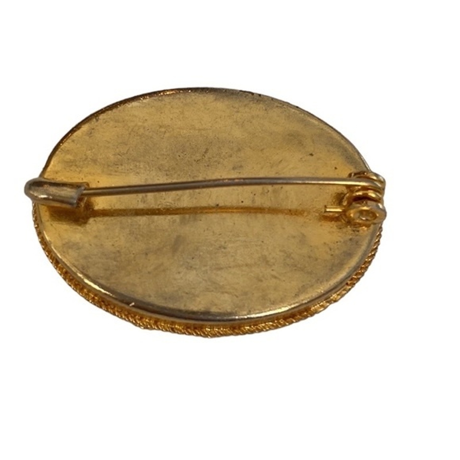 Vintage Italian Floral Micro Mosaic Oval Brooch with Safety Pin Clasp