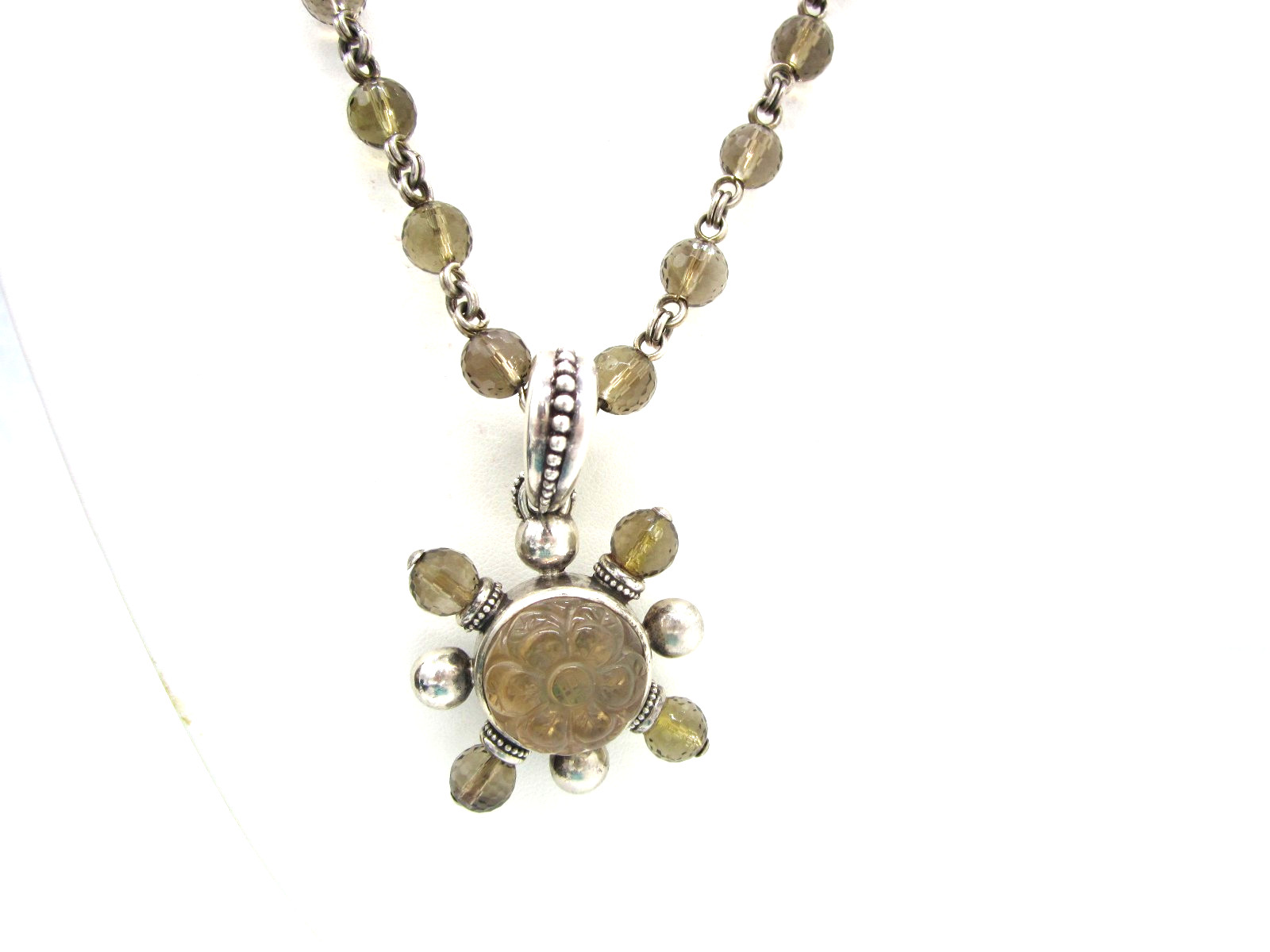 Stephen Dweck Sterling Silver Rock Crystal Quartz 64 Gram Enhancer Drop Necklace
