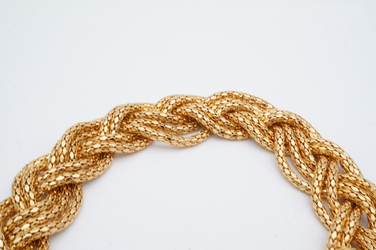 Vintage Necklace Gold Tone Braided Mesh 19″