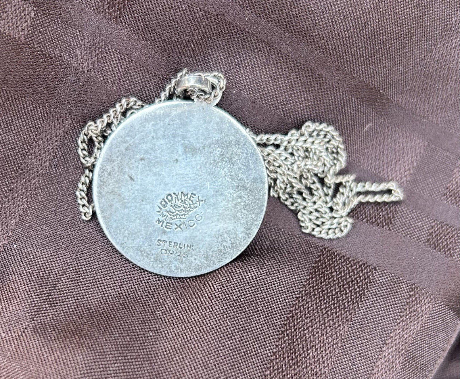 Vintage Mexican Sterling Silver Pendant Necklace .925 Stamped Joy-mex