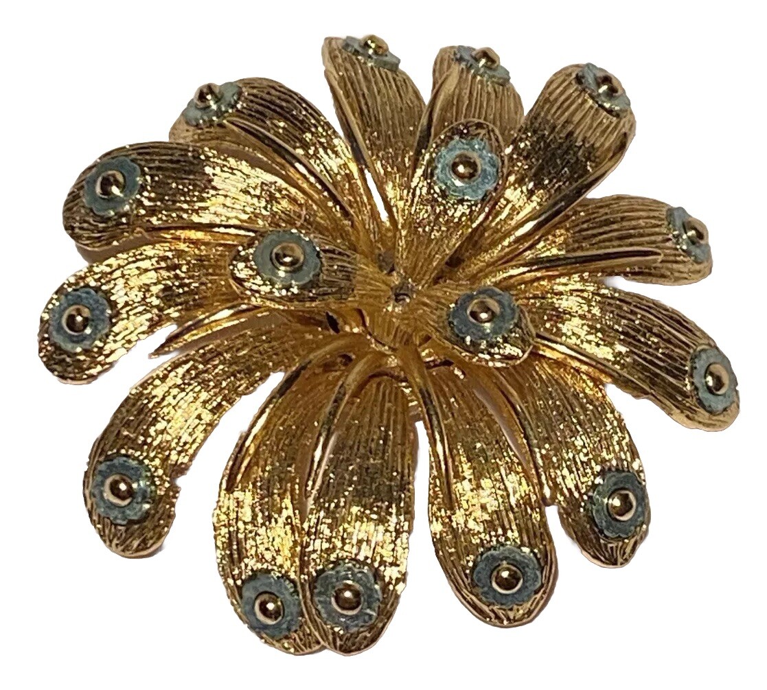 ORENA PARIS VINTAGE GOLD TONE SCULPTURAL BROOCH PIN