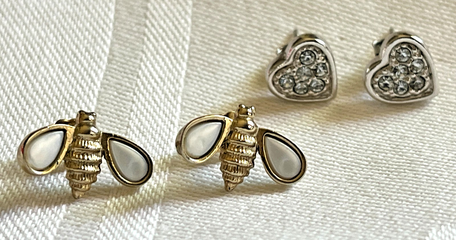 Vintage Lot of Two Earrings, Gold-Tone/Silver-Tone, Different Designs, Studs