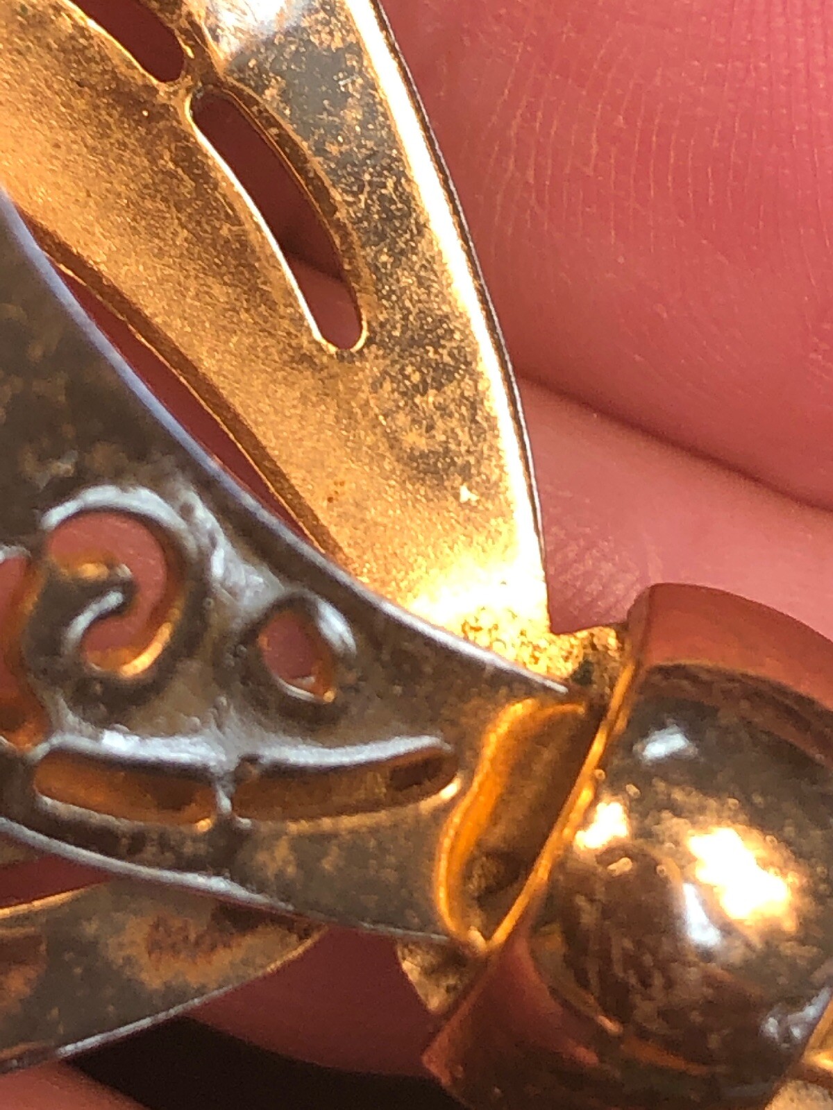 Vintage Signed CORO pin brooch Gold Tone Open Work Bow 2 3/8 X 1 1/4 Inches