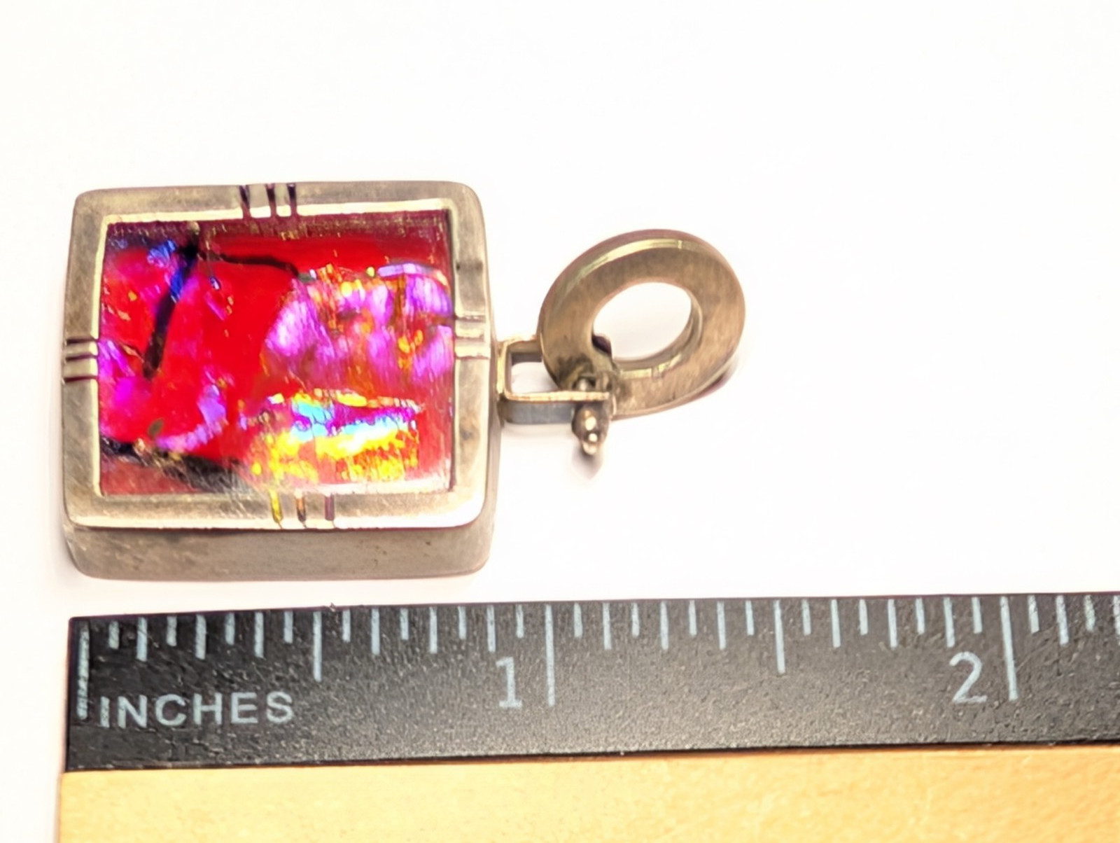 VINTAGE DICHROIC STERLING SILVER PENDANT SIGNED MEX925 R*G WEIGHS 13+ GRAMS