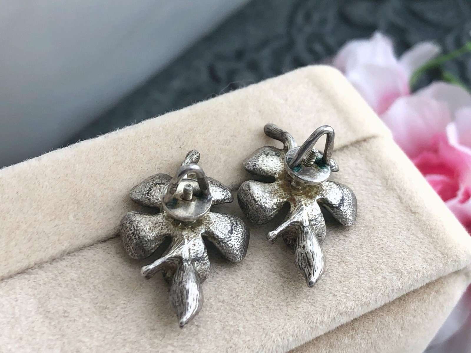 Enamel Estate Jewelry Vintage Soviet Earrings Stud Ear Sterling Silver 916 USSR
